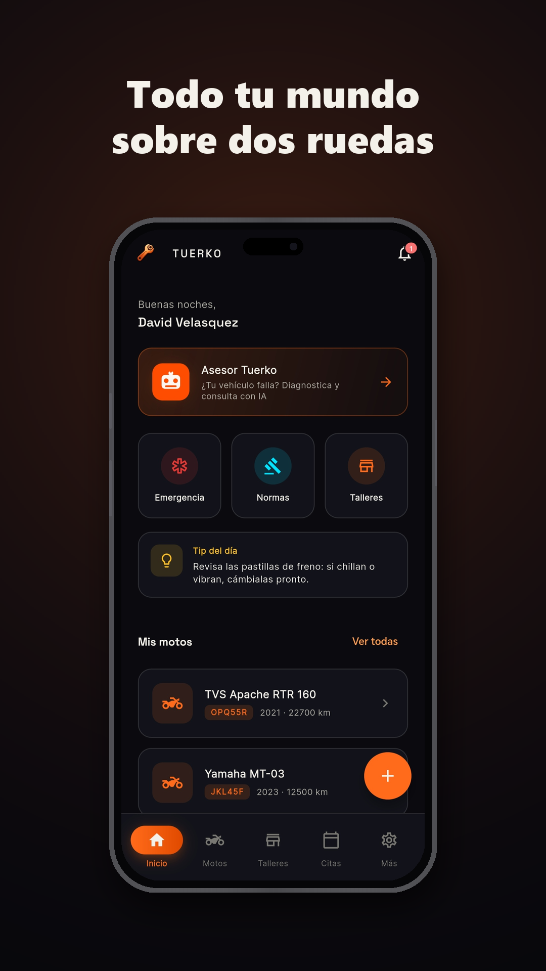 Pantalla de inicio de TUERKO